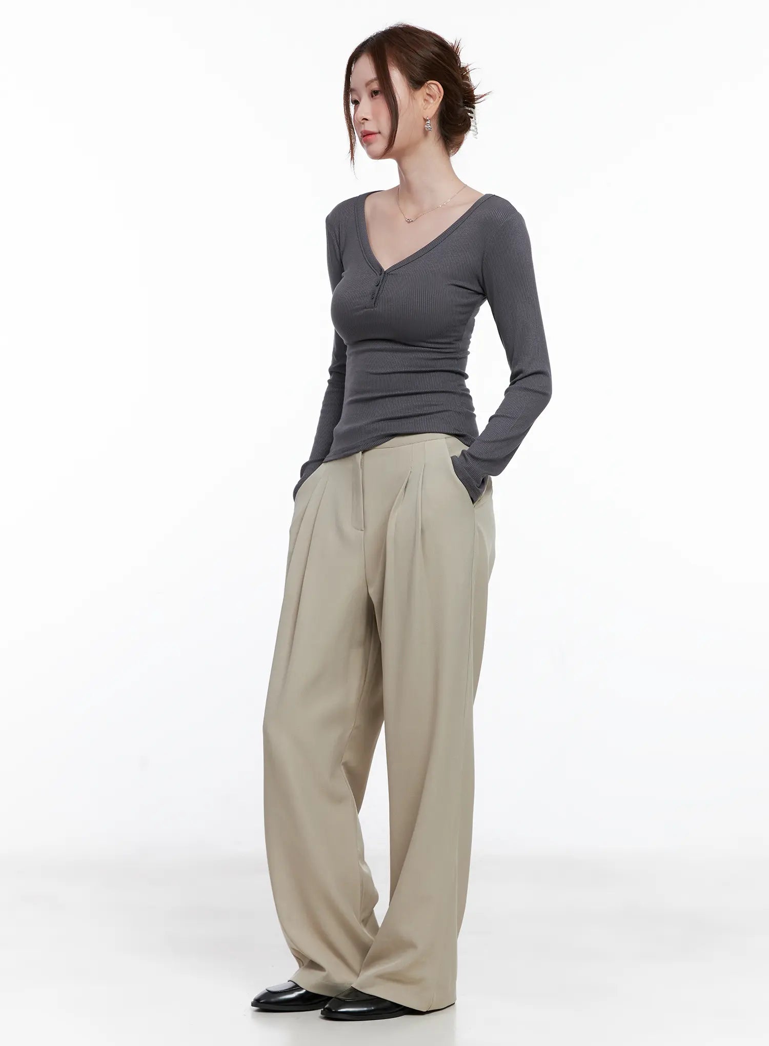 Elegant Pintuck Wide Slacks CG521