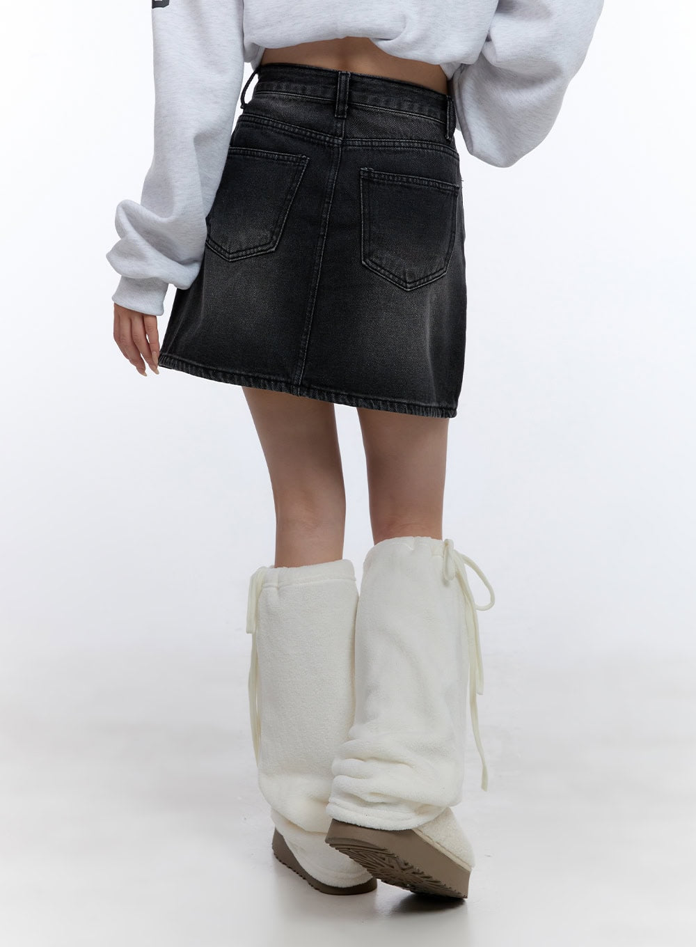 Pintuck Washed Denim Mini Skirt CD420