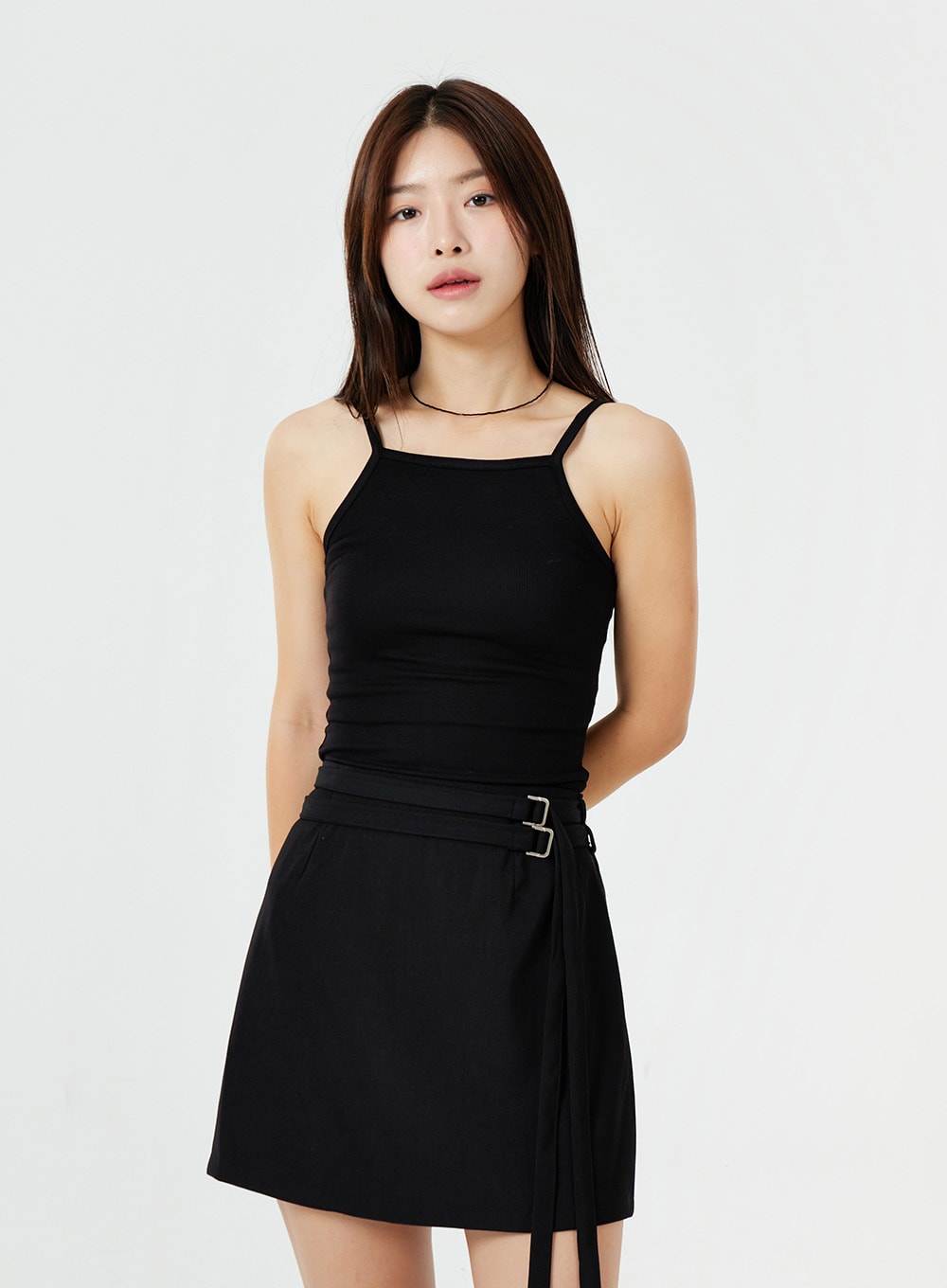 Double Belt Strap Mini Skirt OS05