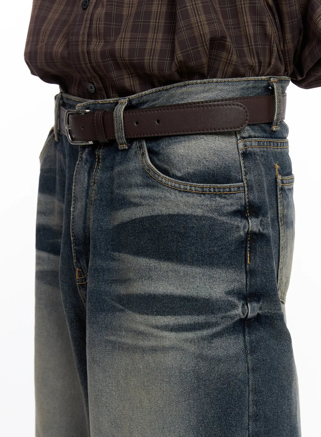 Men's Faded Wide-Leg Jeans IS510