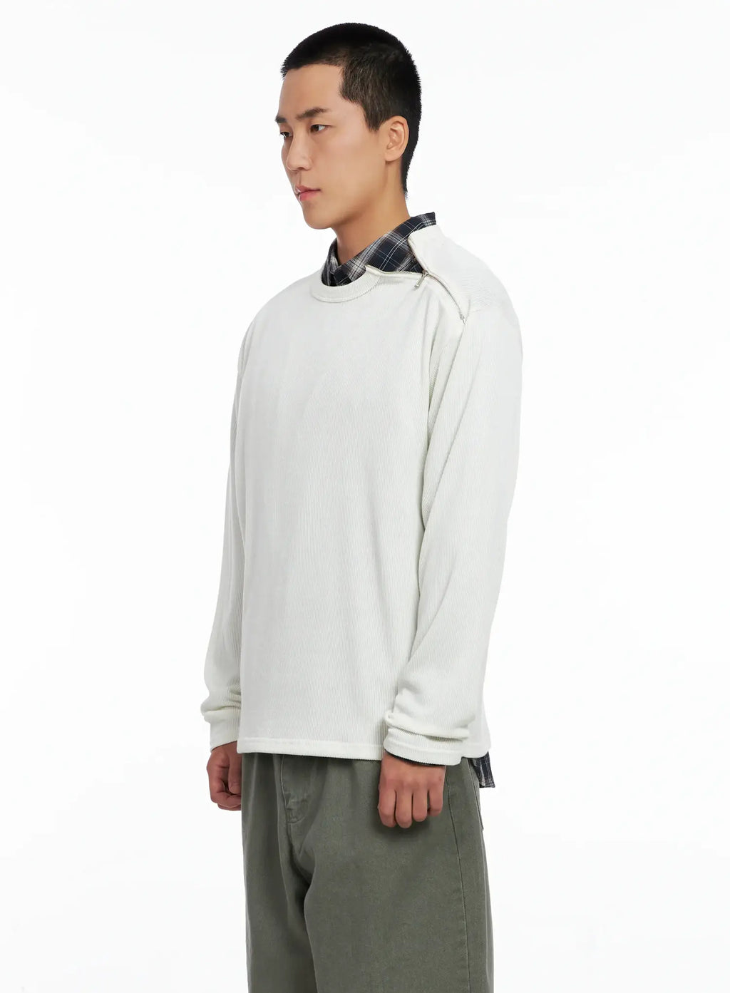 Men's One-Shoulder Zip Long Sleeve  IG529
