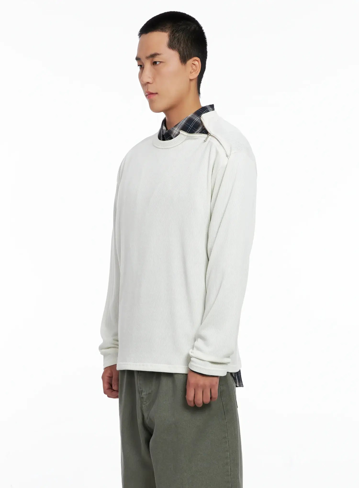 Men's One-Shoulder Zip Long Sleeve  IG529