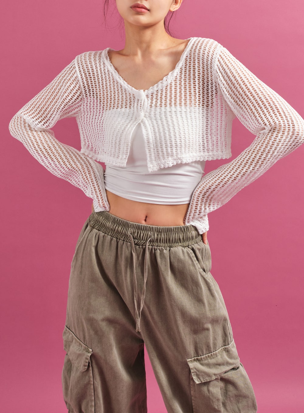 Sheer Mesh Crop Cardigan CY17