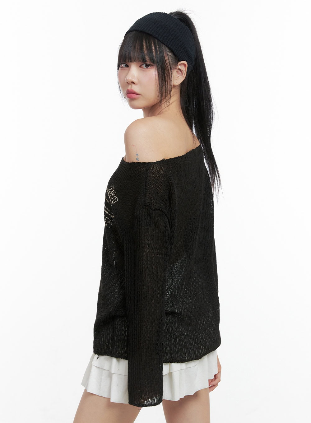 Printed Off-Shoulder Knit Top OS409