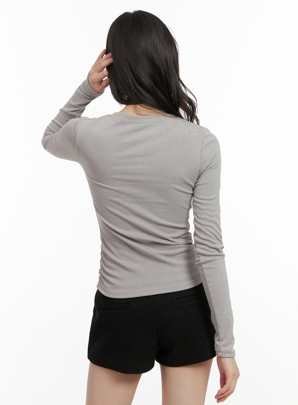 Shirred Slim-Fit Long Sleeve Top CJ506