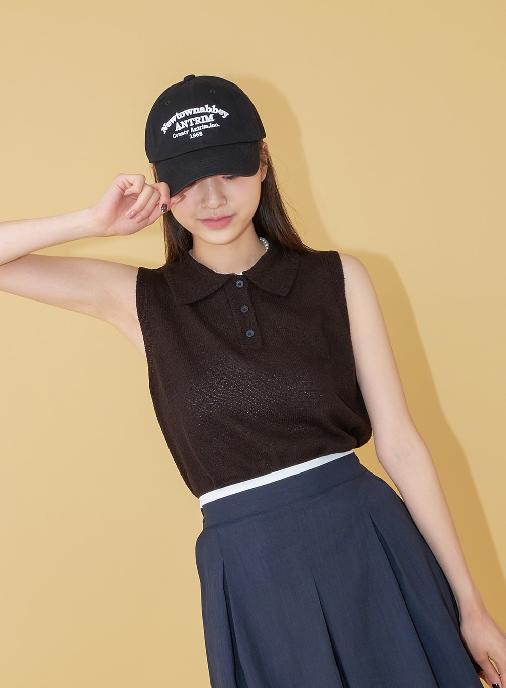 New Town Lettered Cotton Baseball Cap OU13