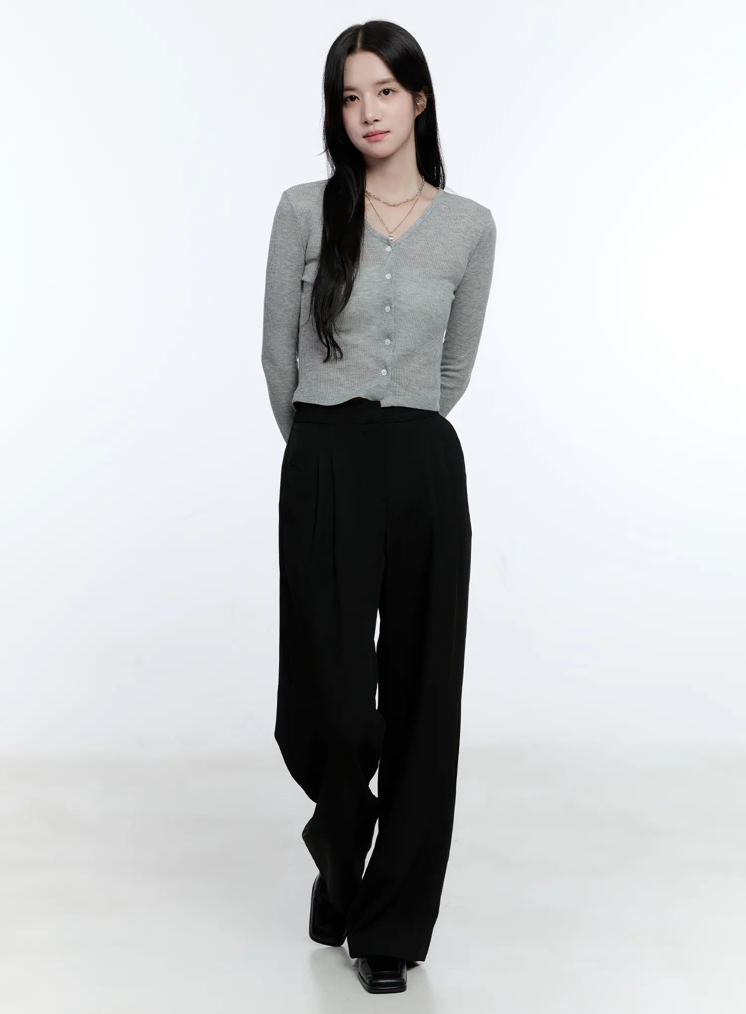 Classic Pintuck Wide-Leg Slacks CG514