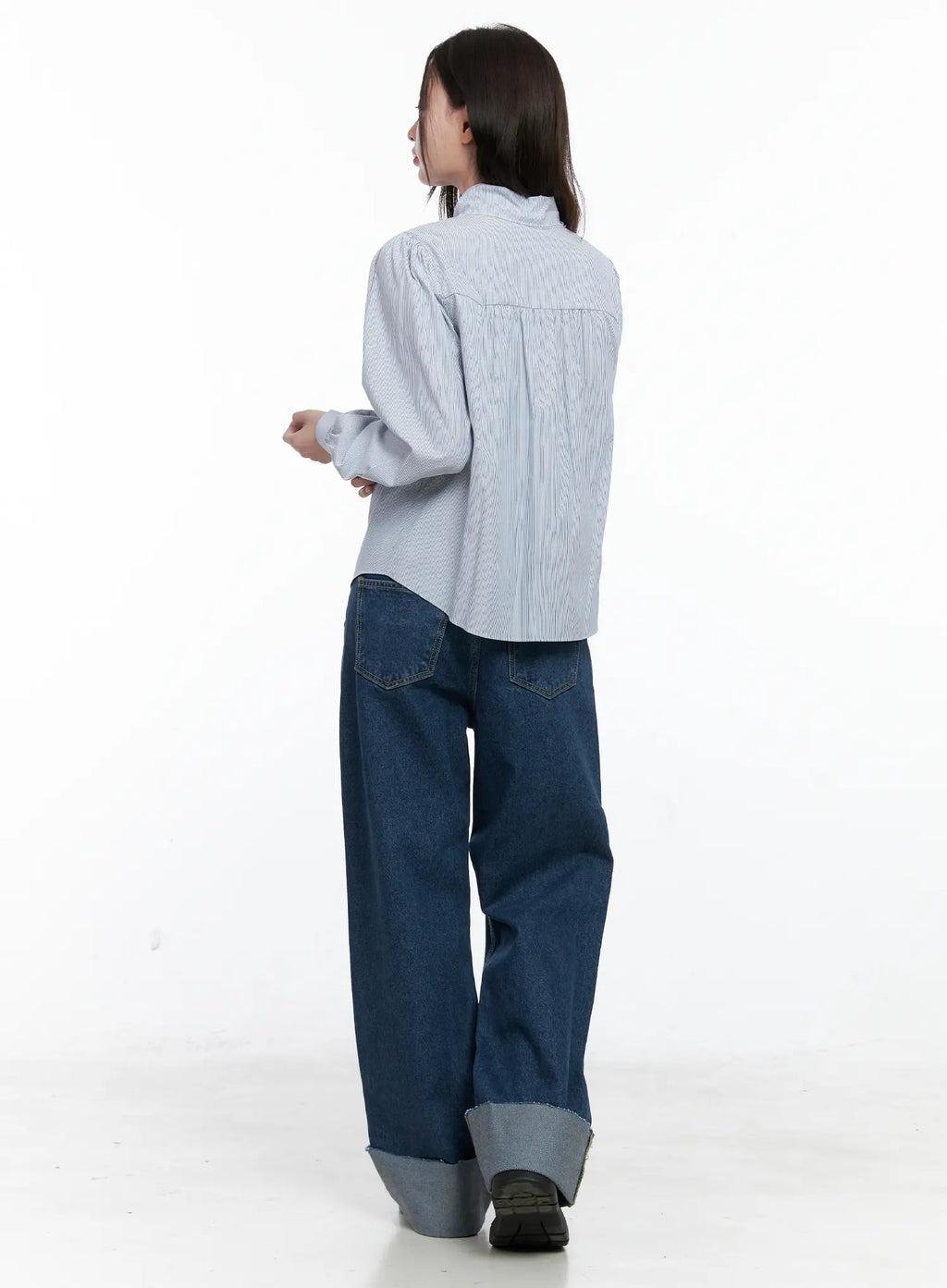 Striped Puff Sleeve Tie Blouse CO506