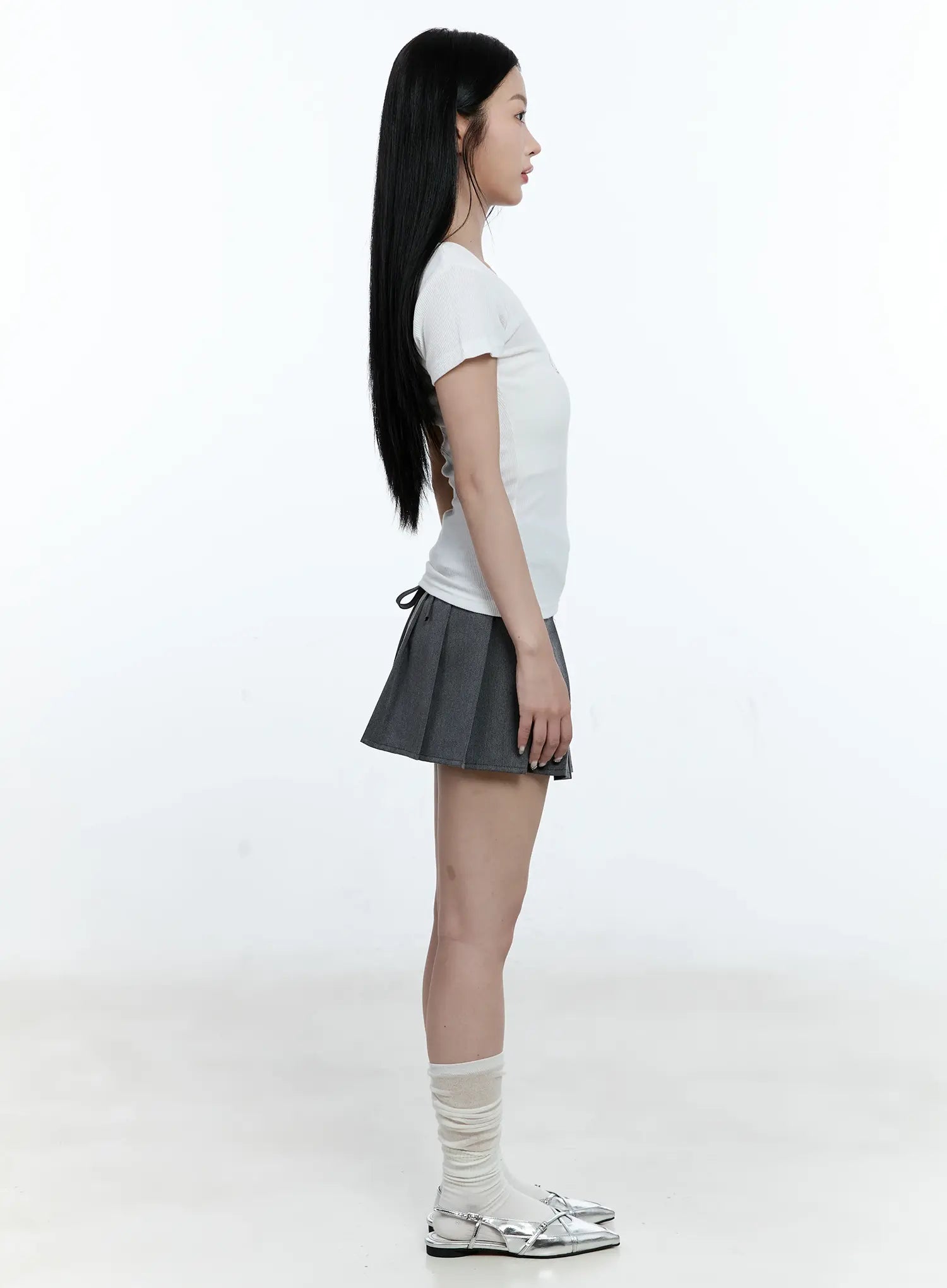 Pleated Wrap Mini Skirt CG511