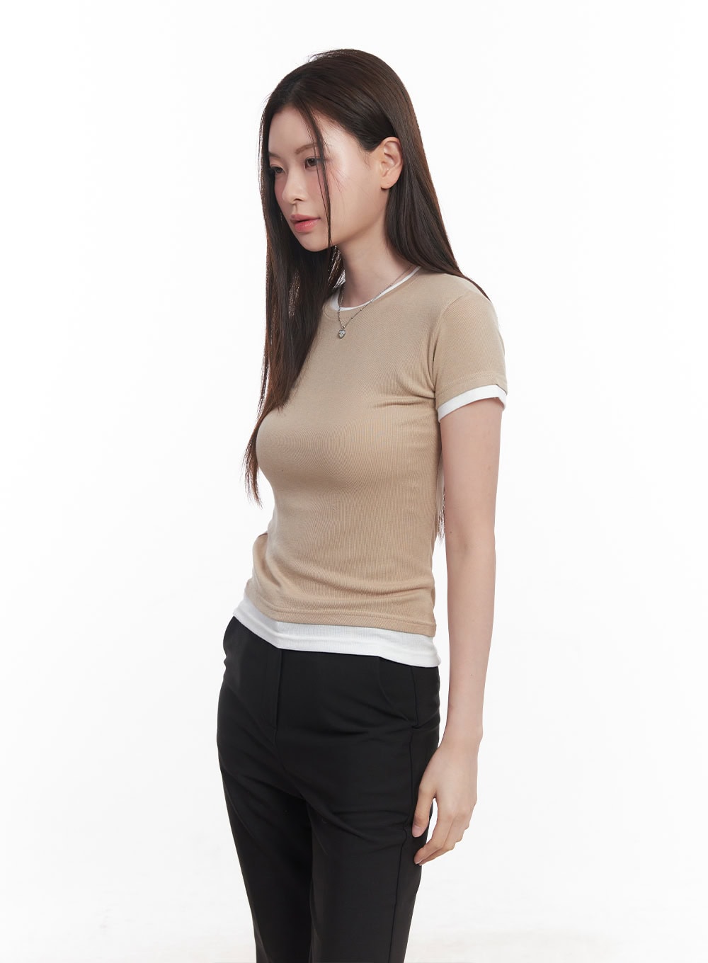 Two-Tone Layered Tee CY519