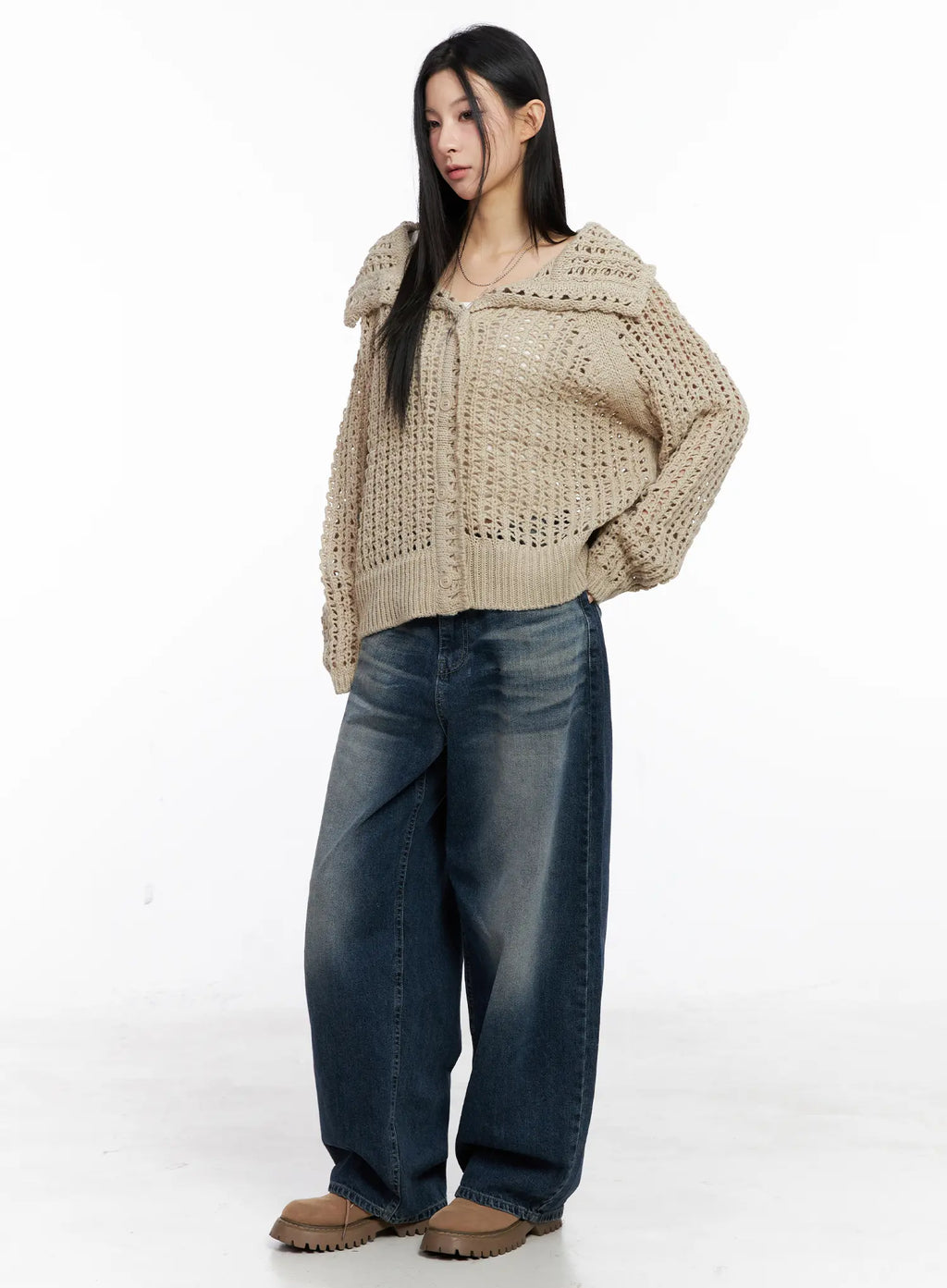 Shell Oversized Button Knit Cardigan CC1109