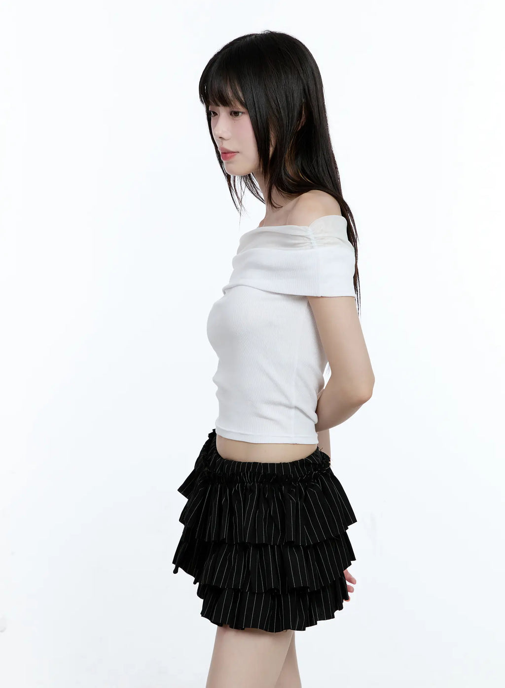 Off-Shoulder Ribbed Knit Top CG507