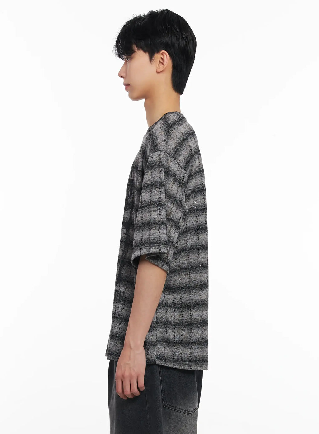 Men's Oversized Striped Graphic Tee IU526