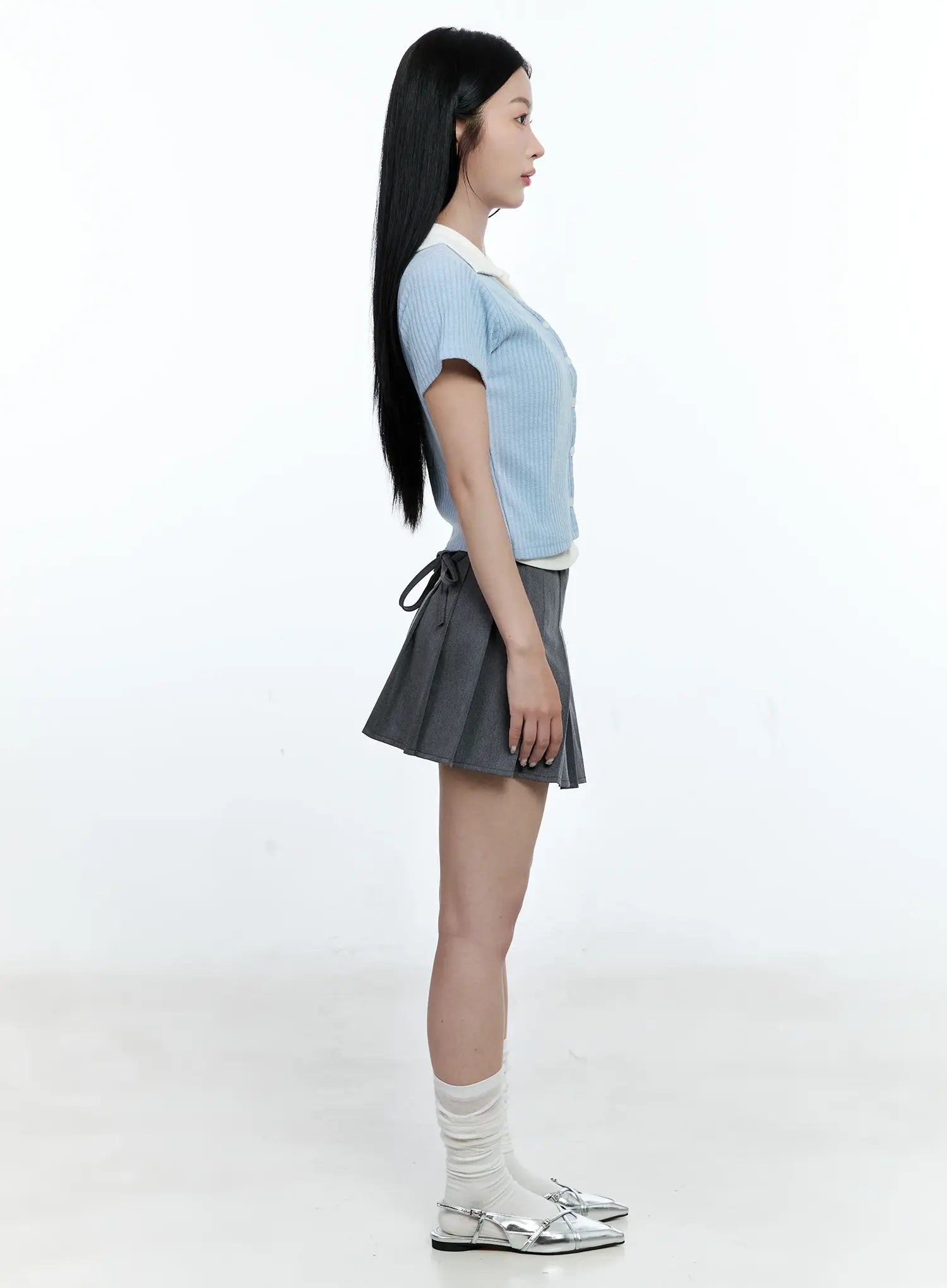 Layered-Collar Cardigan Tee CG511