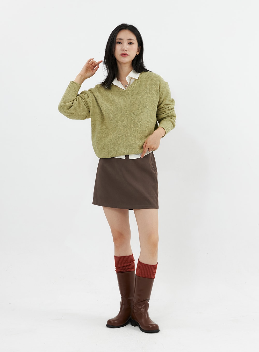 V-Neck Knit Sweater OO305