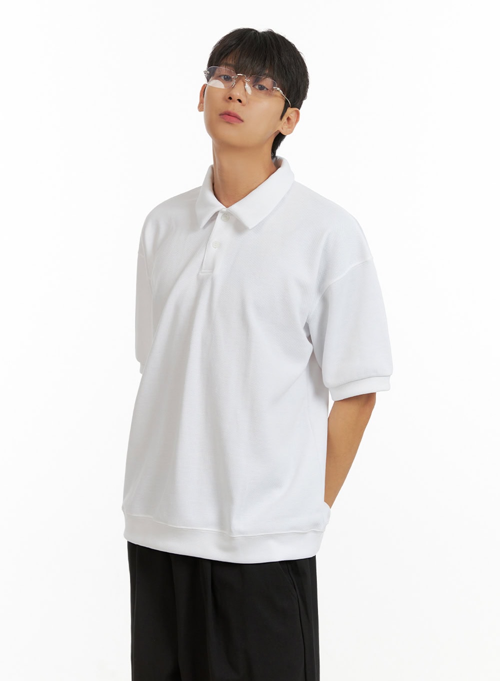 Men's Cotton Polo Top (White) IU418