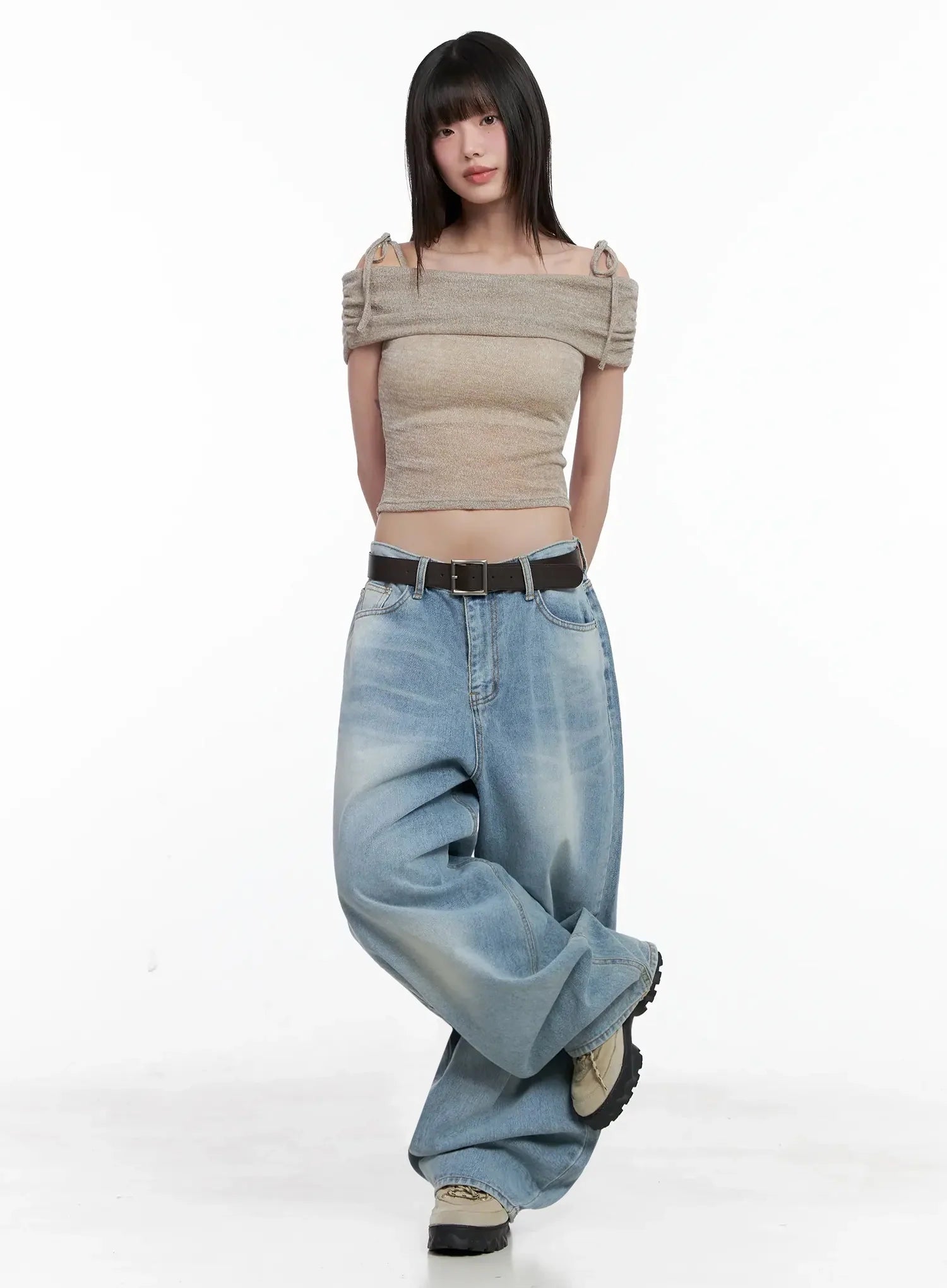 Textured Off-Shoulder Knit Top IL531