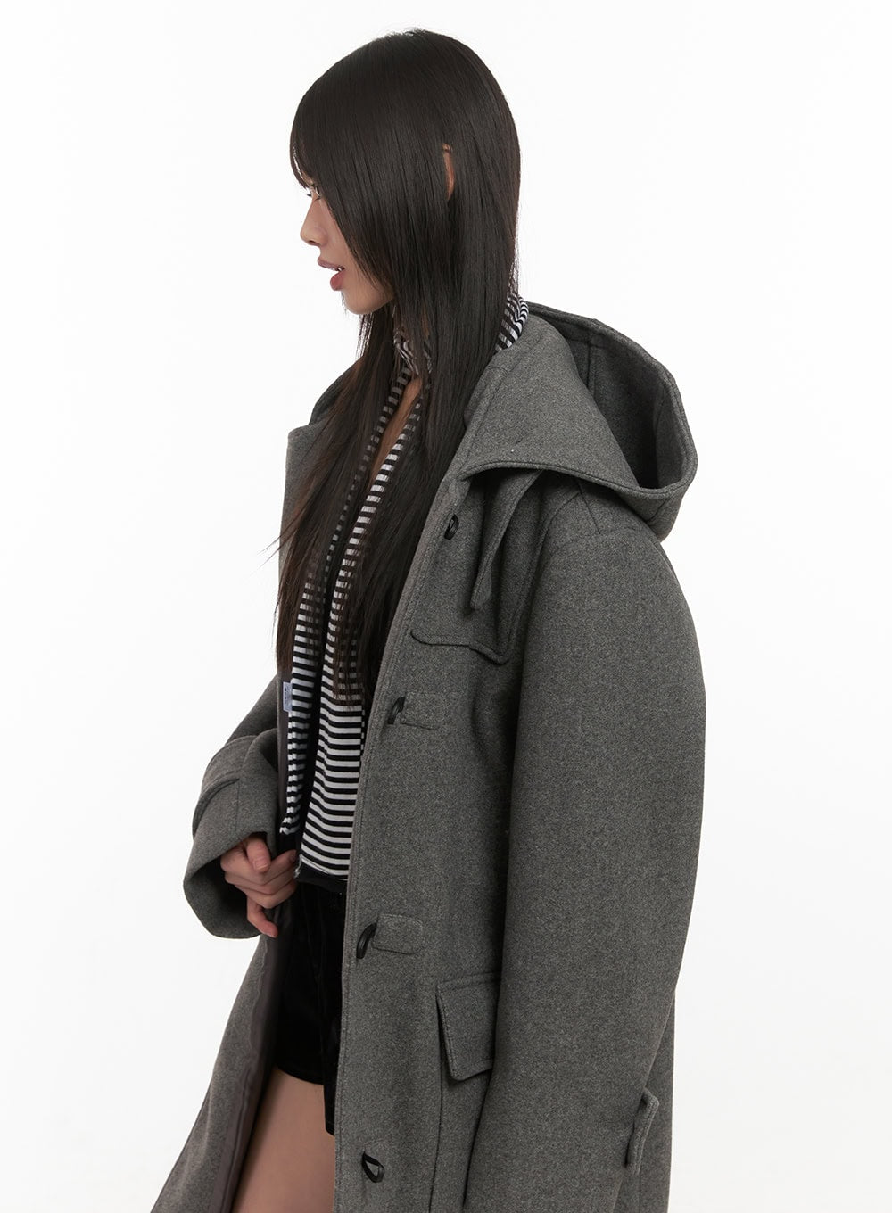 Oversized Wool-Blend Hooded Coat CD425
