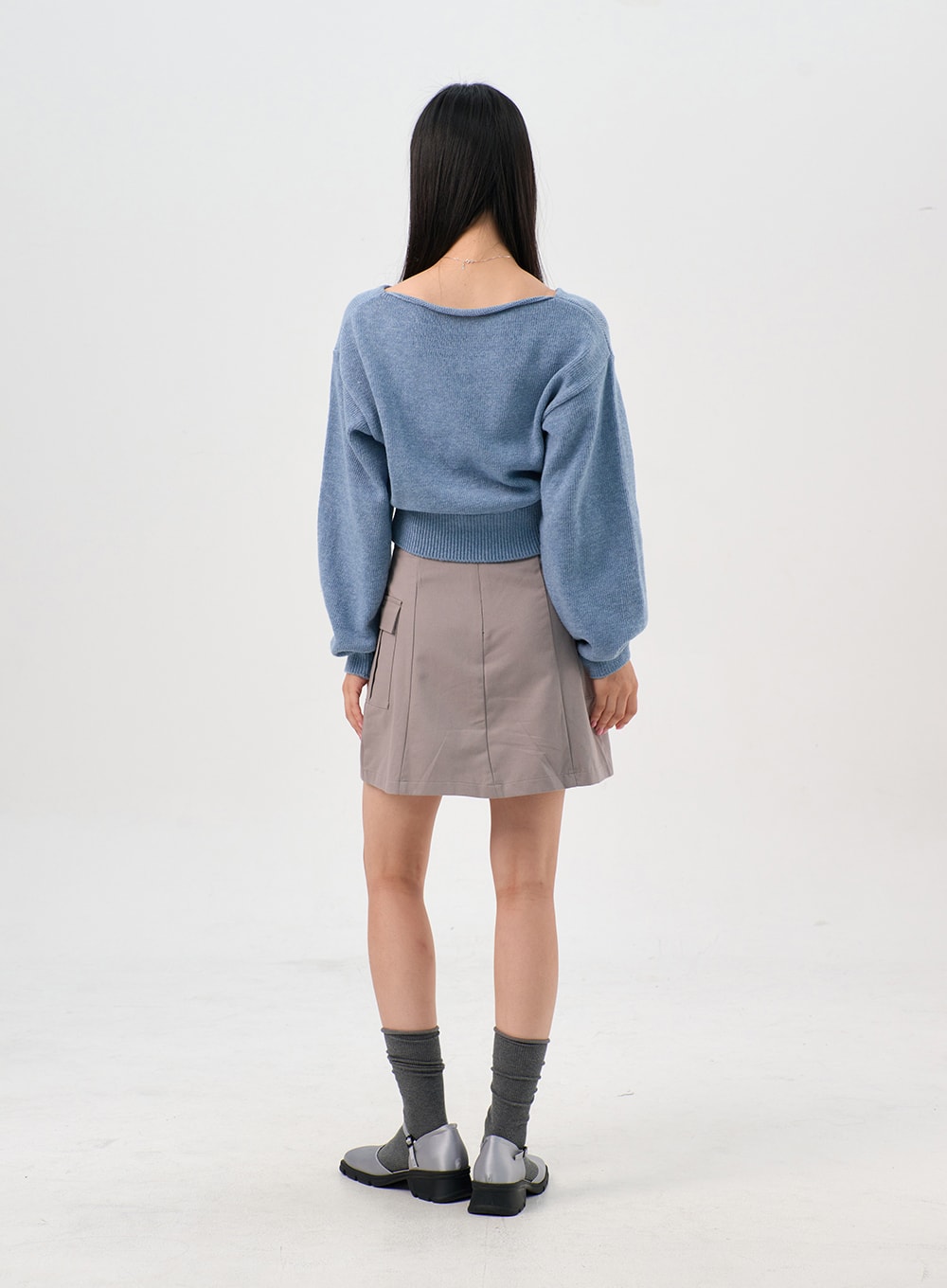 V-Neck Puff Sleeve Sweater OS302