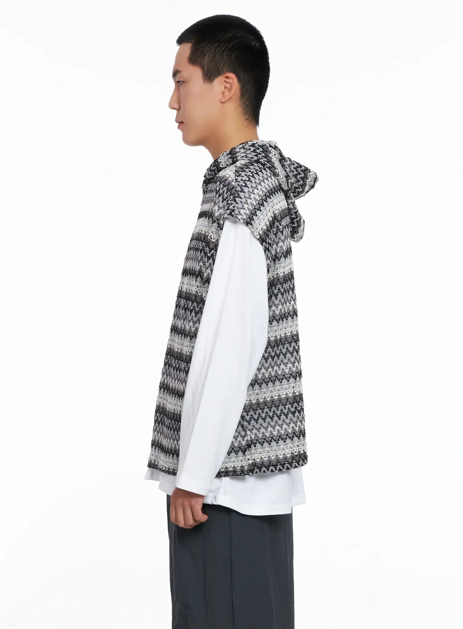 Men's Crochet Hoodie Vest IG529