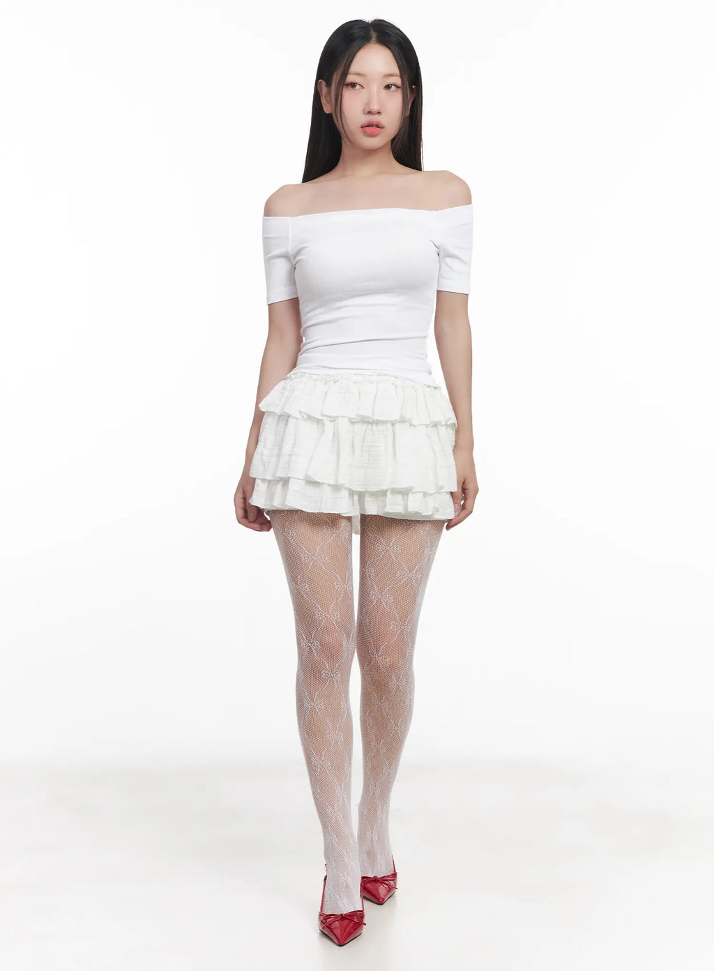 Off-Shoulder Ribbed Tee CU516