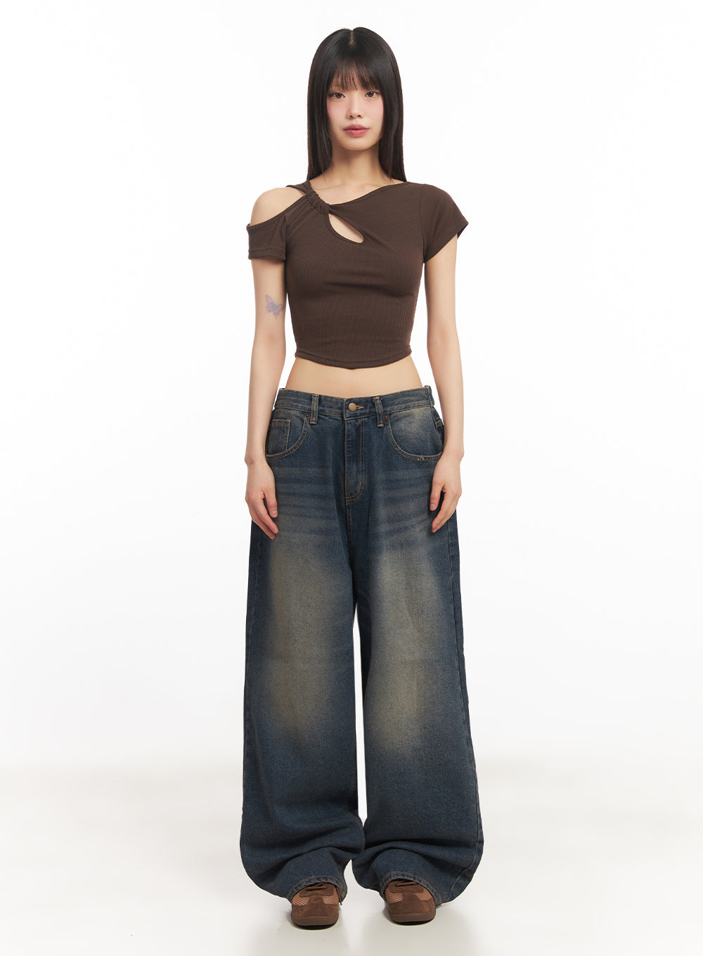 Asymmetric Cut-Out Crop Top IY502