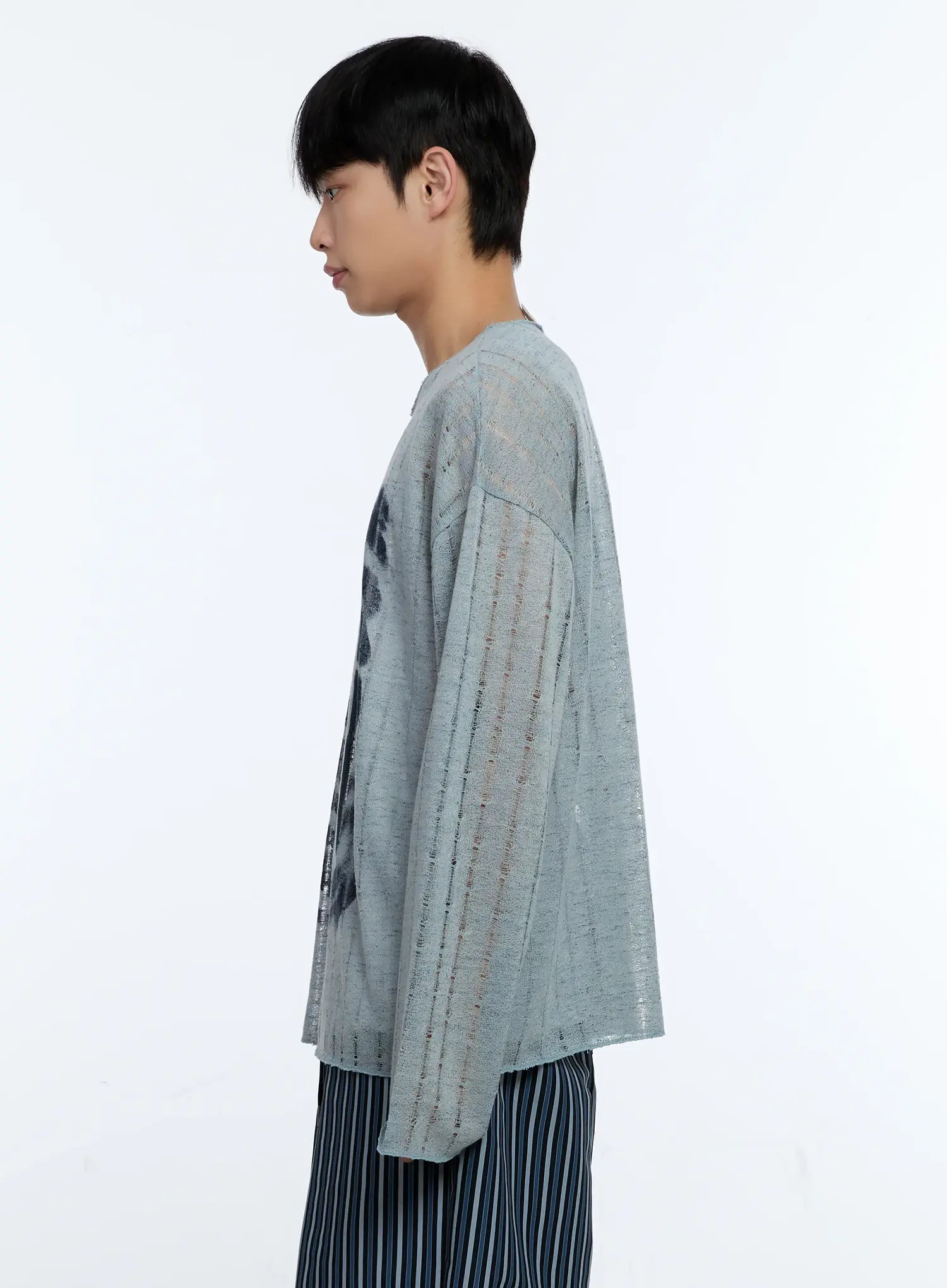 Men's Grunge Oversized Open Knit Sweater IG515