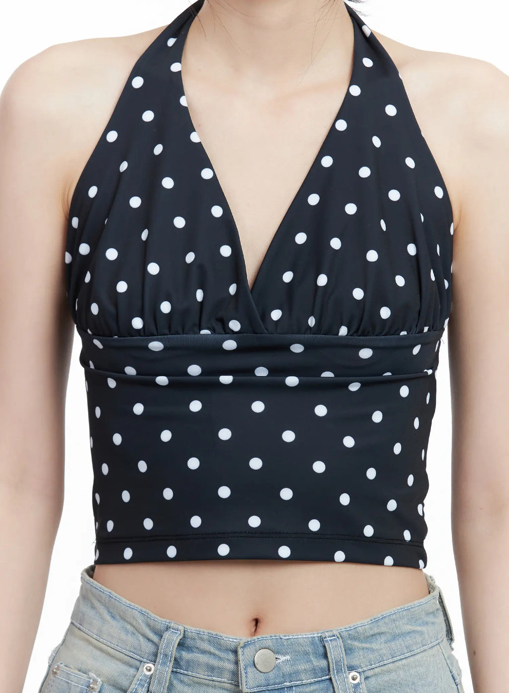 V-Neck Polka Dot Halter Top CL501