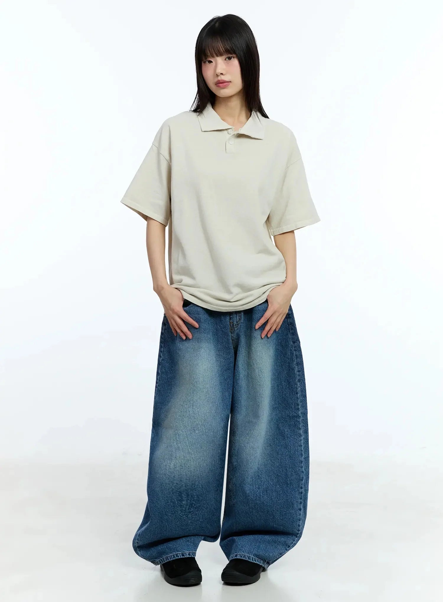 Oversized Short-Sleeve Polo Shirt IU523