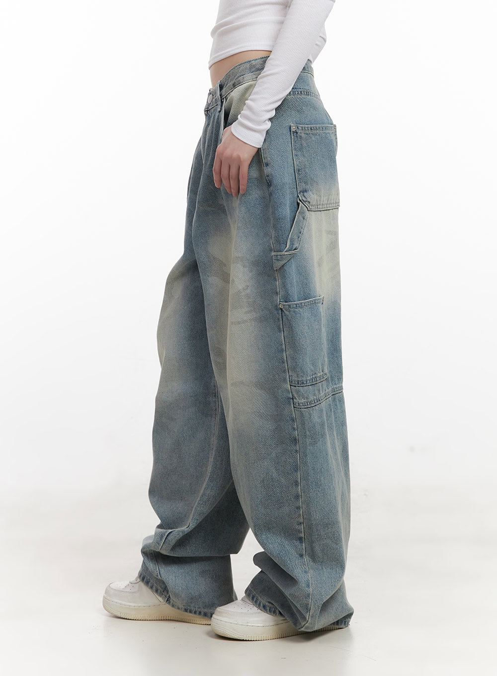 Abigail Camo-Print Carpenter Baggy Jeans CJ528