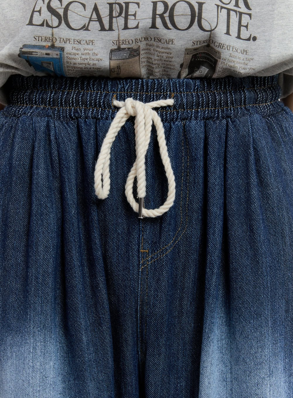 Men's Pintuck Denim Sweatpants (Dark Blue) IY529