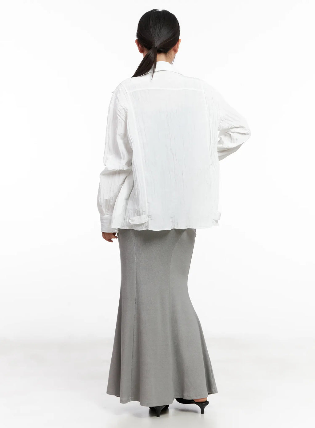 White Button-Up Long Sleeve Shirt CL518