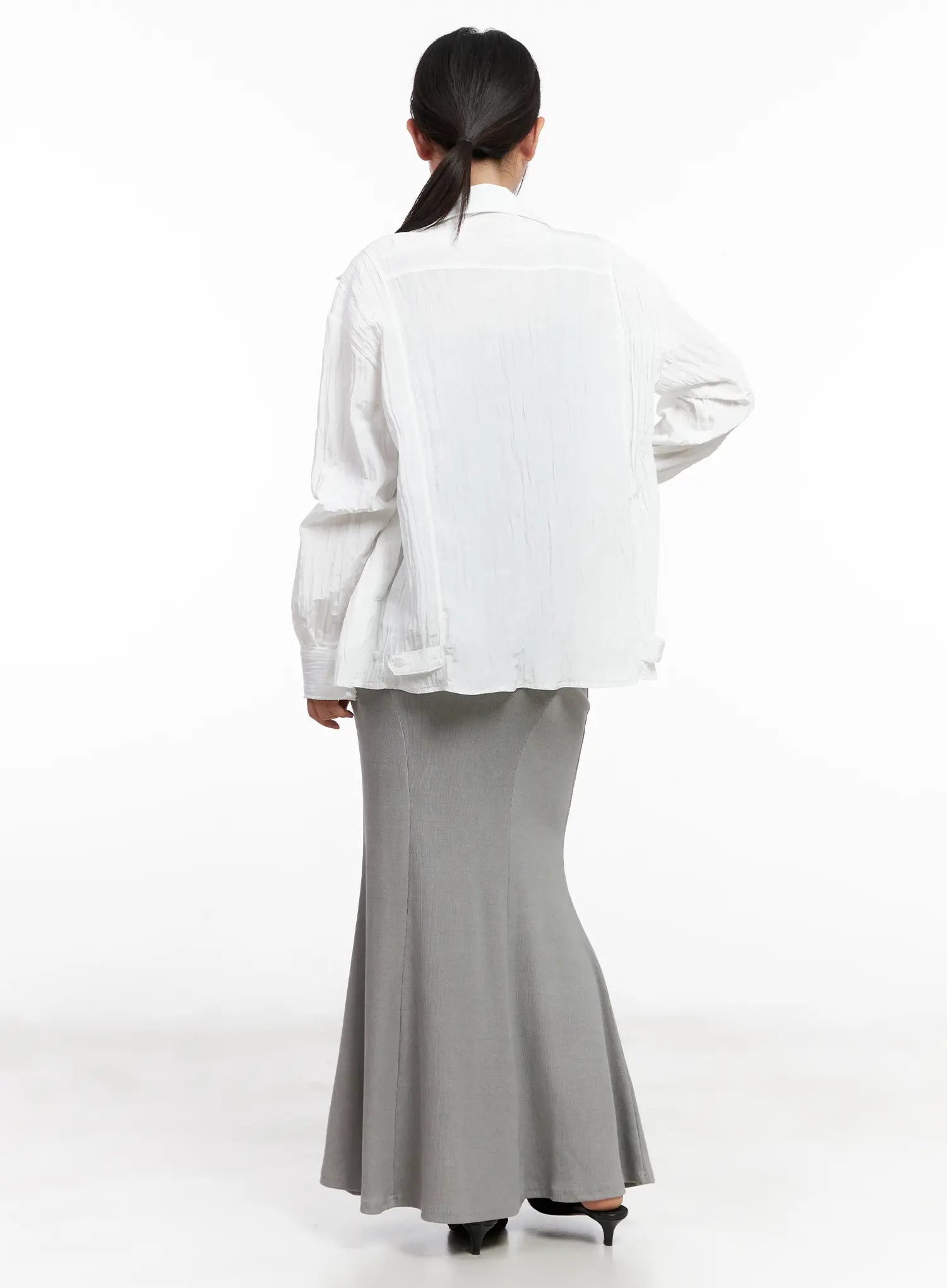 White Button-Up Long Sleeve Shirt CL518