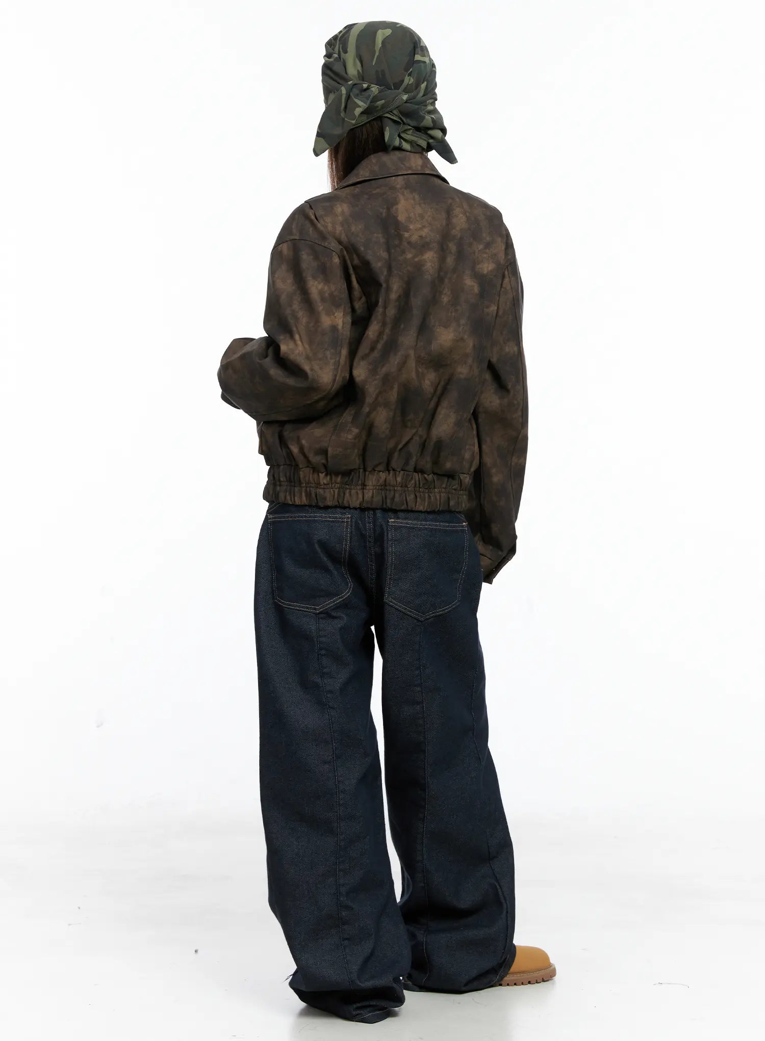 Oversized Print Leather Jacket CS505