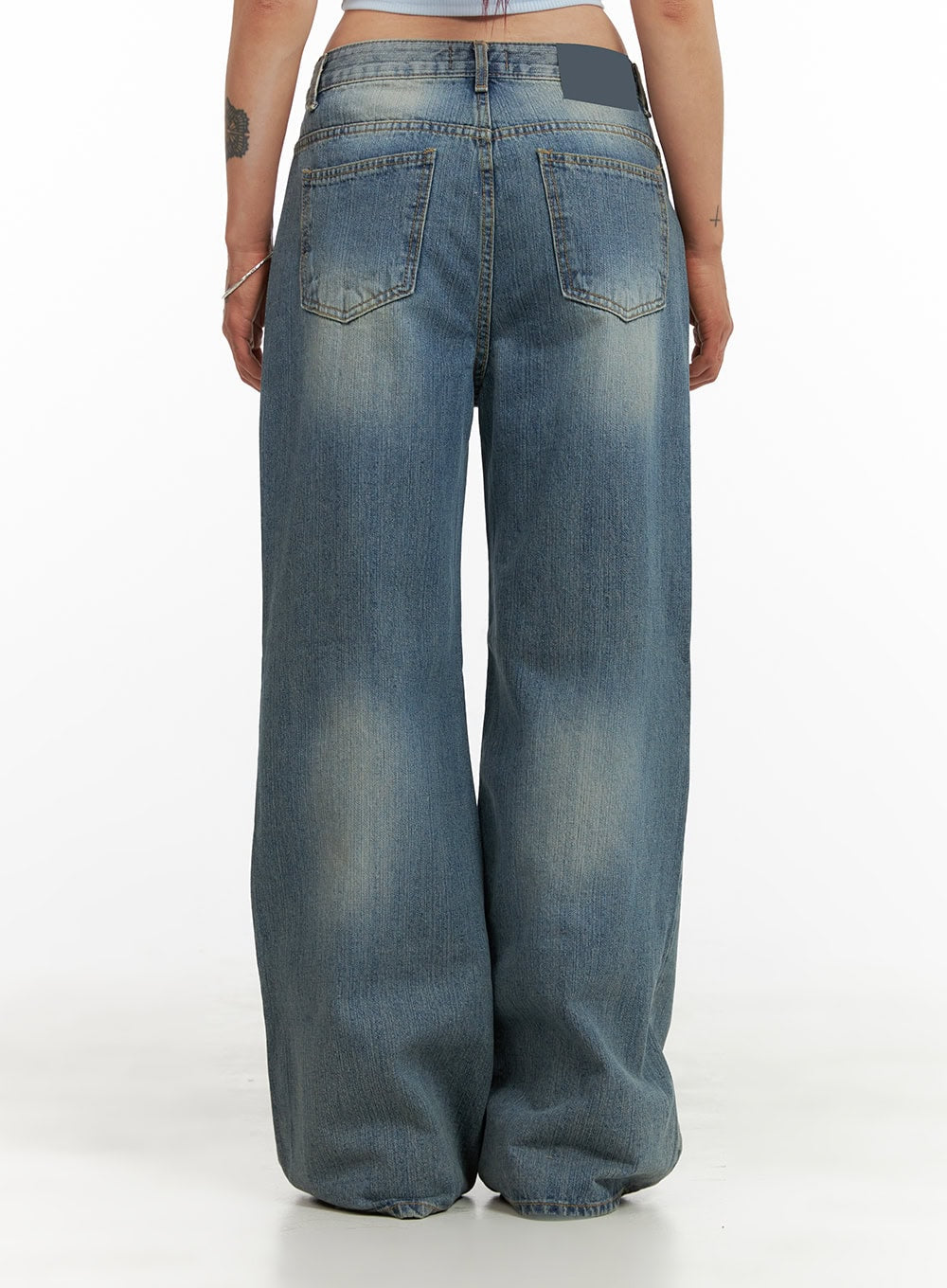 Wide Washed Denim Jeans CY429