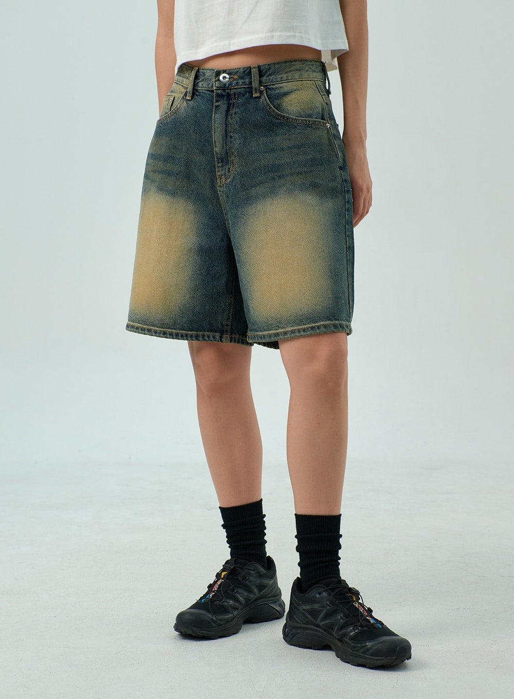 Wide Bermuda Denim Pants CY330
