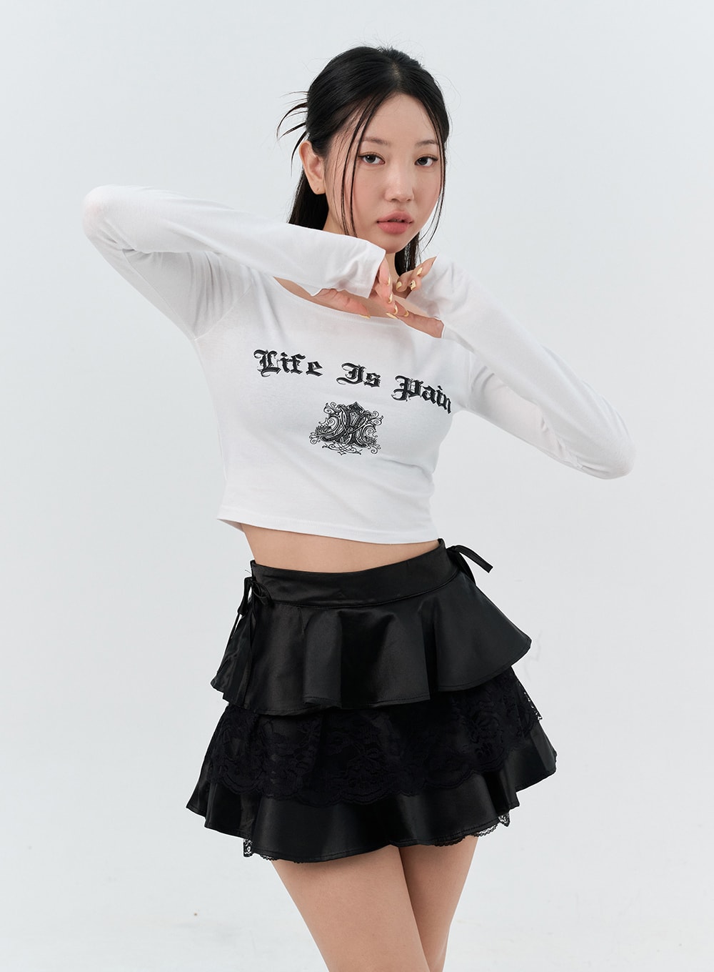 Frilly Lace Tiered Mini Skirt IS306