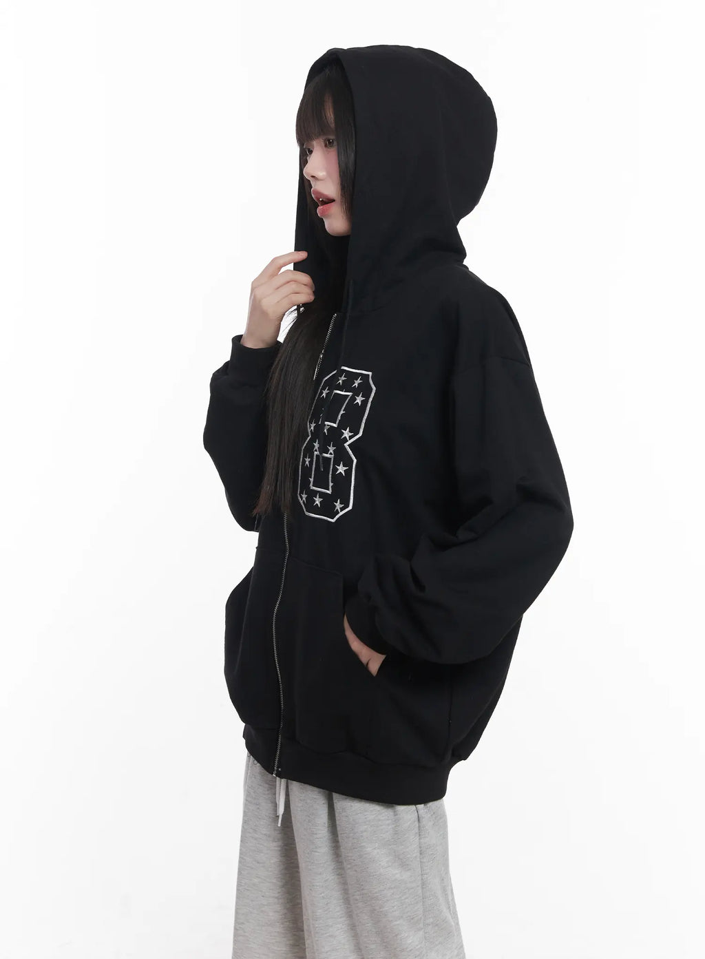 "88" Oversized Zip-Up Hoodie CU519