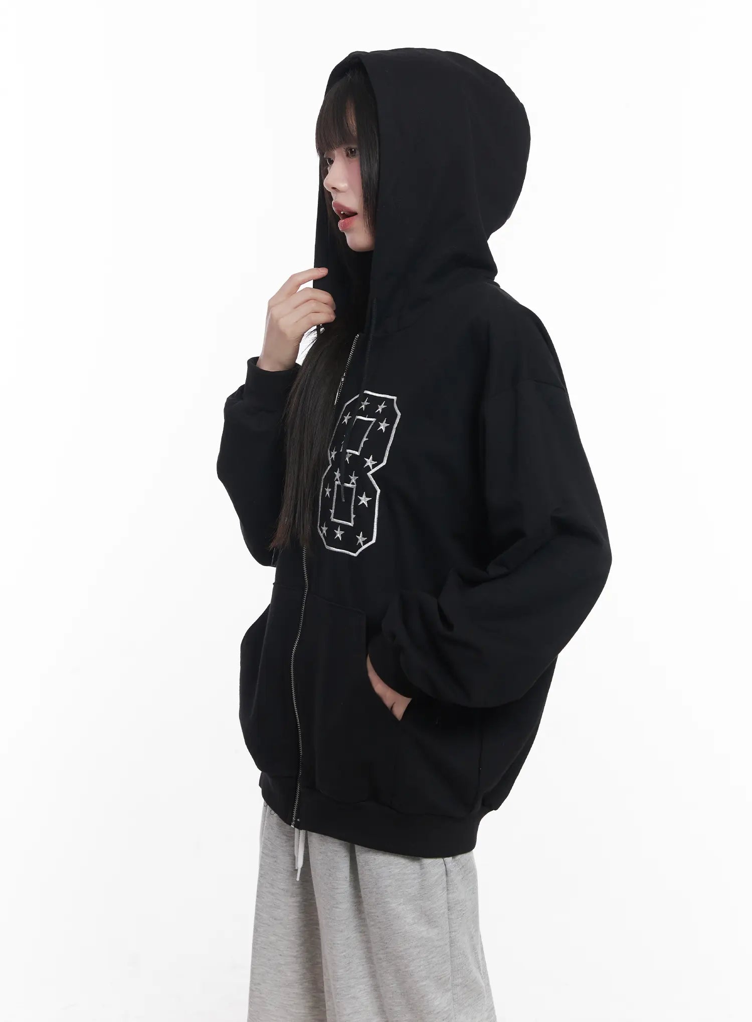 "88" Oversized Zip-Up Hoodie CU519