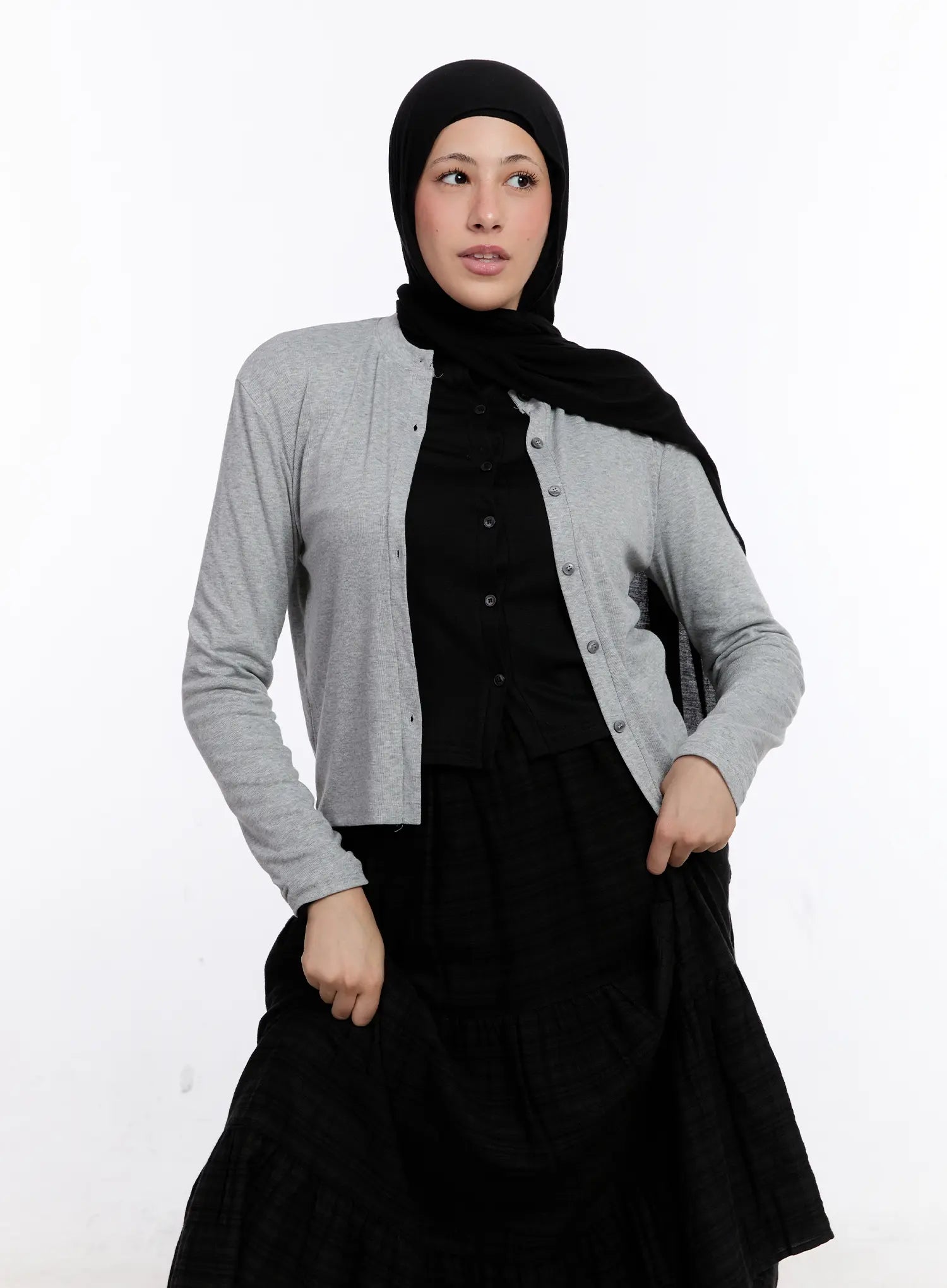 Classic Button-Up Long Sleeve Cardigan CS524