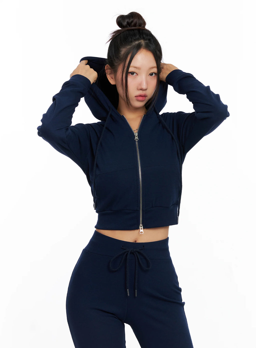 Slim Fit Cropped Zip-Up Hoodie CO515