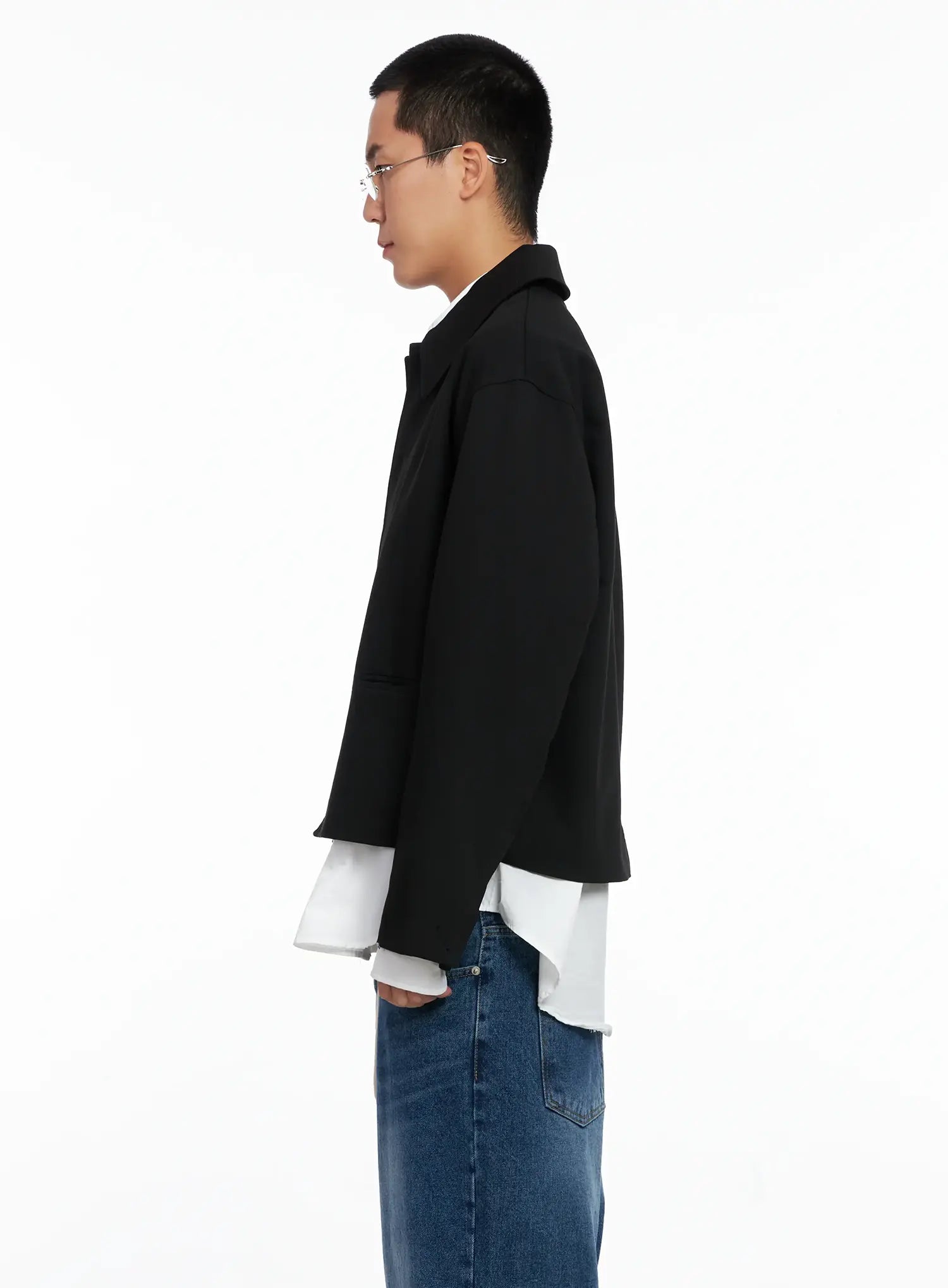 Men's Cropped Button-Up Jacket IS502