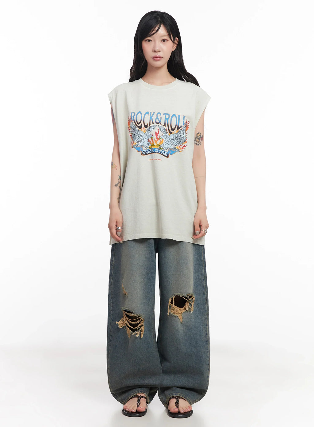 Rock & Roll Graphic Sleeveless Top  IC503