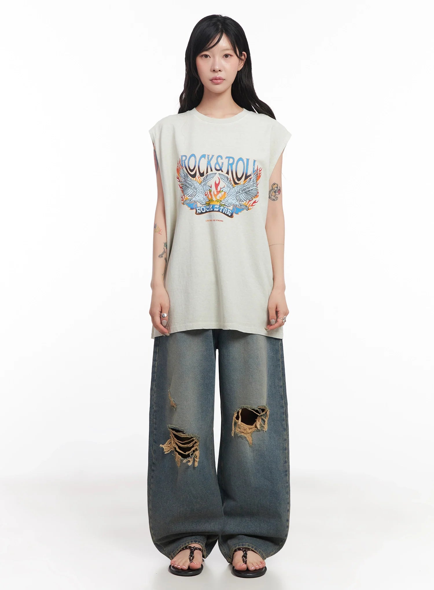 Rock & Roll Graphic Sleeveless Top  IC503