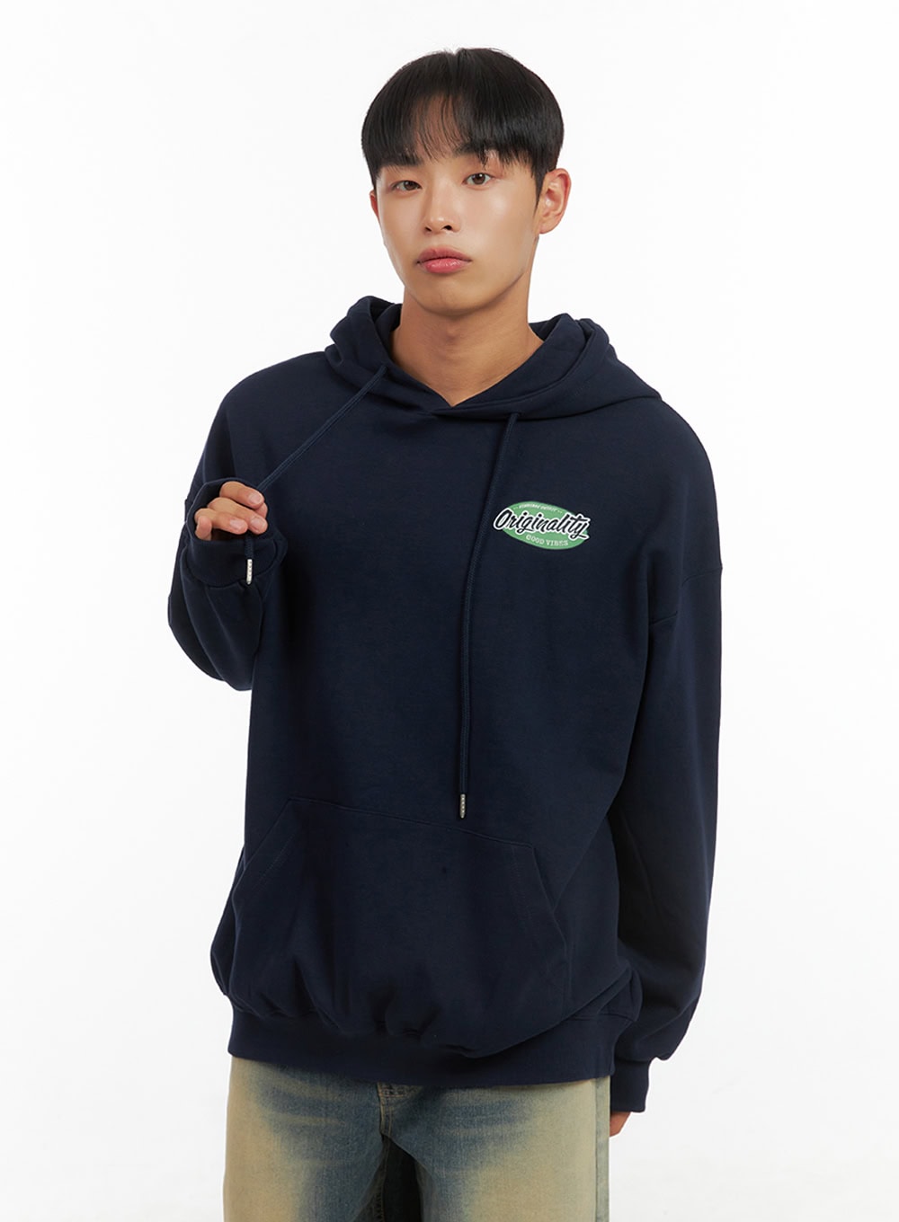 Men's Graphic Hooded Sweatshirt (Dark blue) IS420