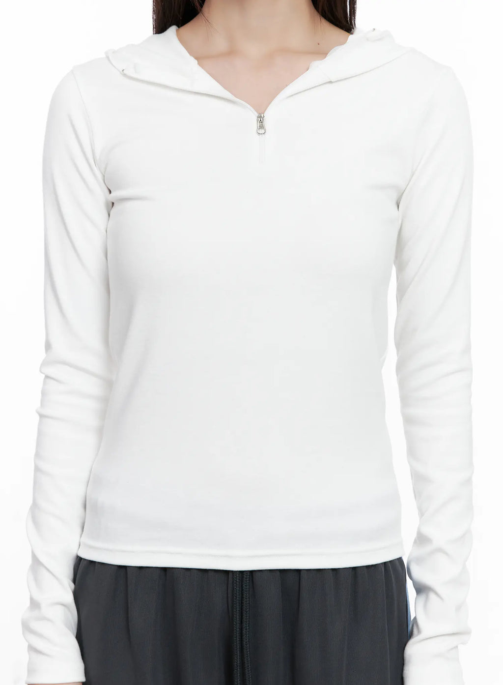 Half-Zip Hoodie Long Sleeve Top CG519