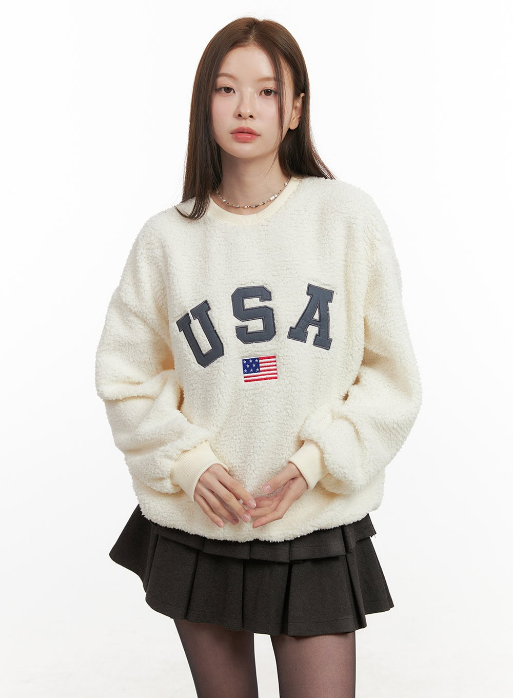 Polyester Embroidered Loose Fit Hoodie OD417