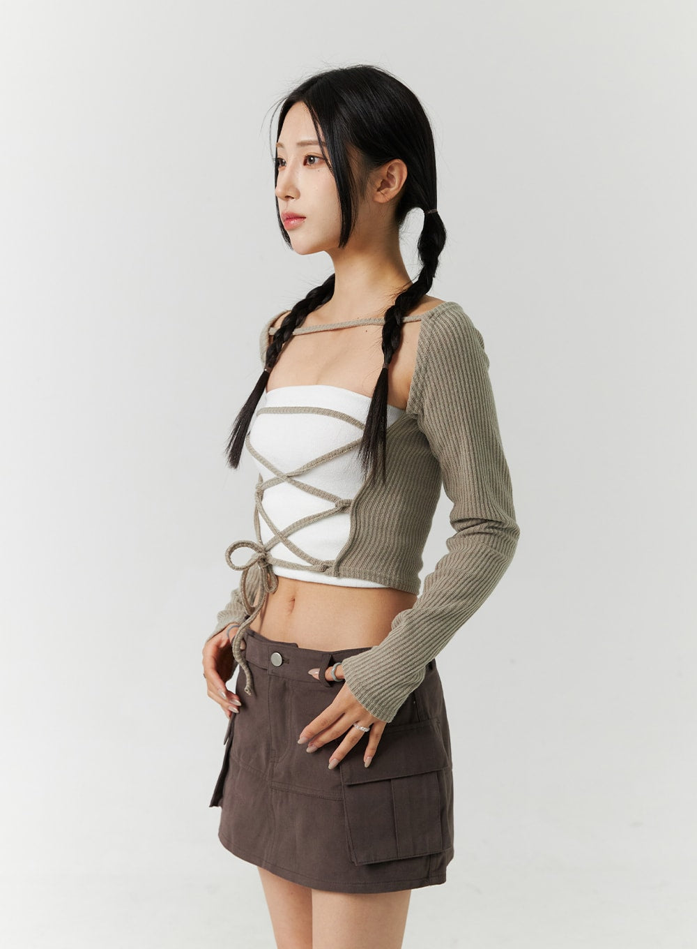 Open Front Tie Bolero Top CN328