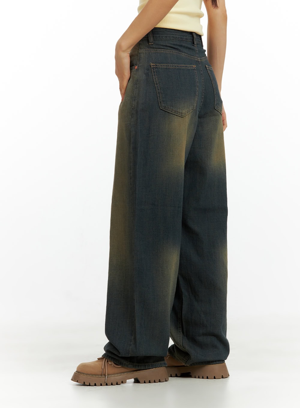 Vintage Washed Denim Baggy Pants CU420