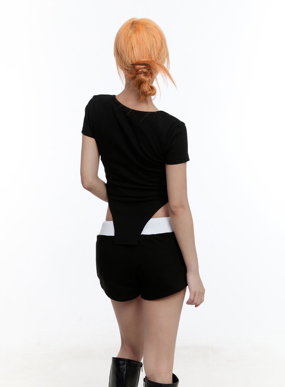 Square-Neck Eyelet Bodysuit Top CY530